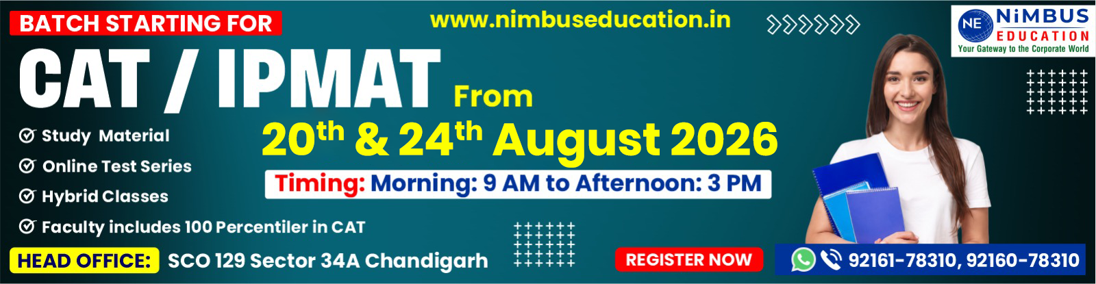 NEW BATCH STARTIG FOR CAT IPMAT NIMBUS EDUCATION WEB BANNER